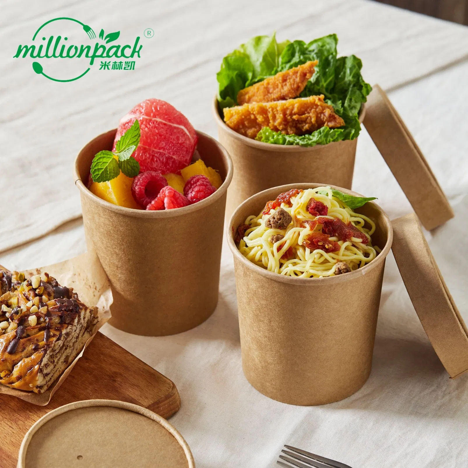 Eco Compostable Soup Bowl with Secure Lock Lid for Hot Meals