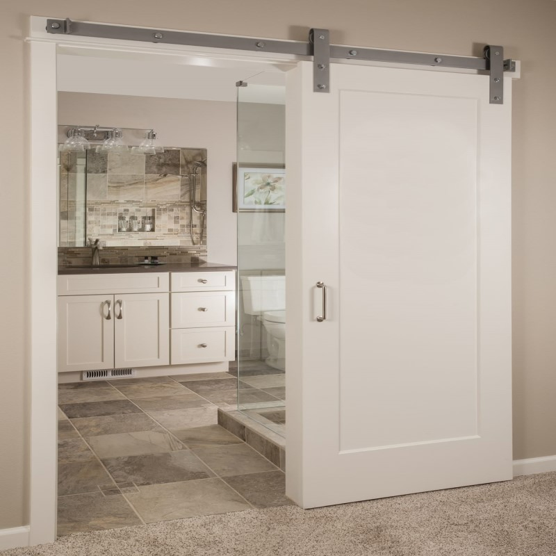 White Modern French Composite Wooden Sliding Interior Barn Door