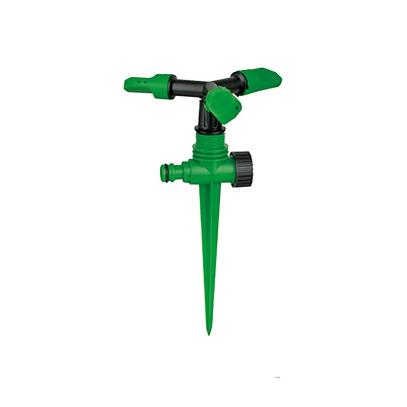 Plastic Adjustable 3-Arm Sprinkler W/Plastic 2-Way Spike