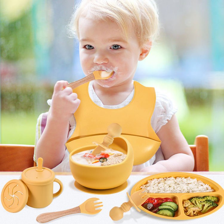Divided 3 Areas Baby Toddler Plates Silicone Baby Kids Plate