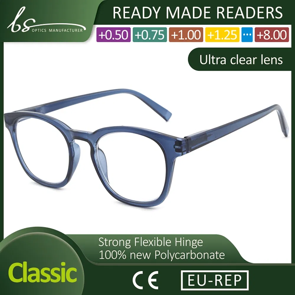 Lightweight Sleek Clarity-Focused Blue Light Plastic Reading Glasses for Convenient Portability