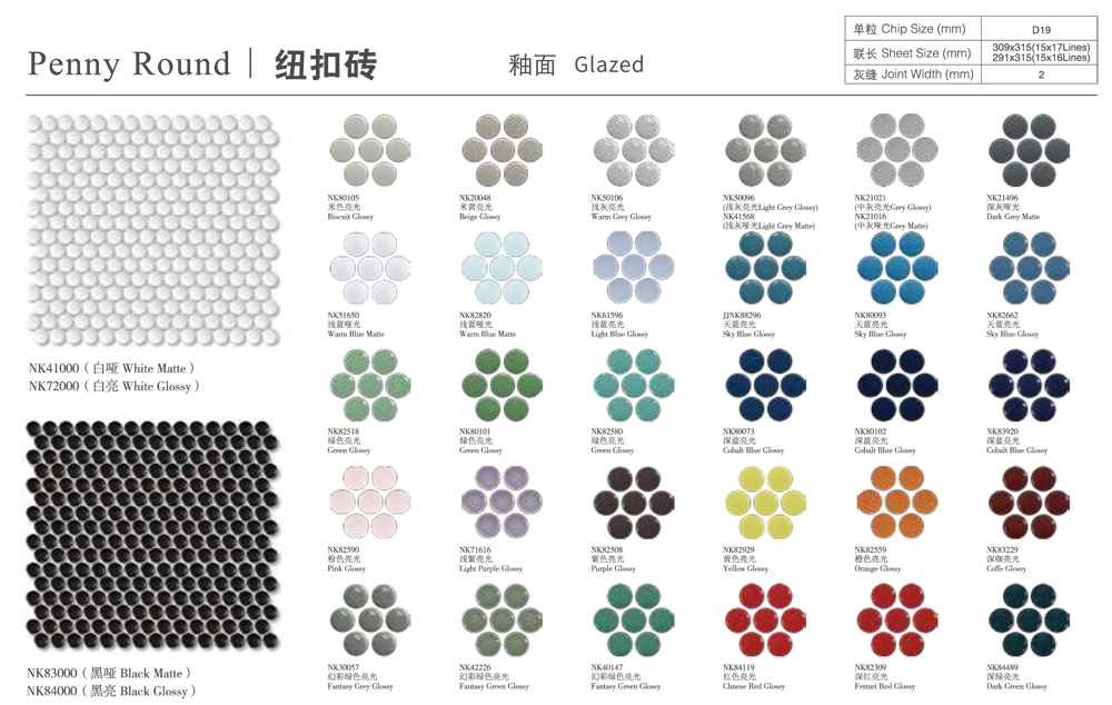 Мозаика керамическая круглая глянцевая 19мм для кухни и ванной