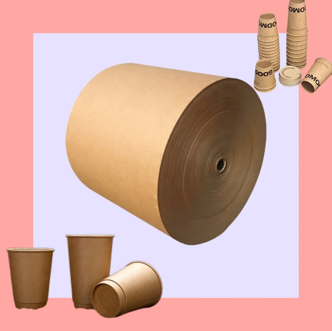 Recycled Brown Kraft Paper Roll Cup Raw Material PLA Paper Laminated Rolls