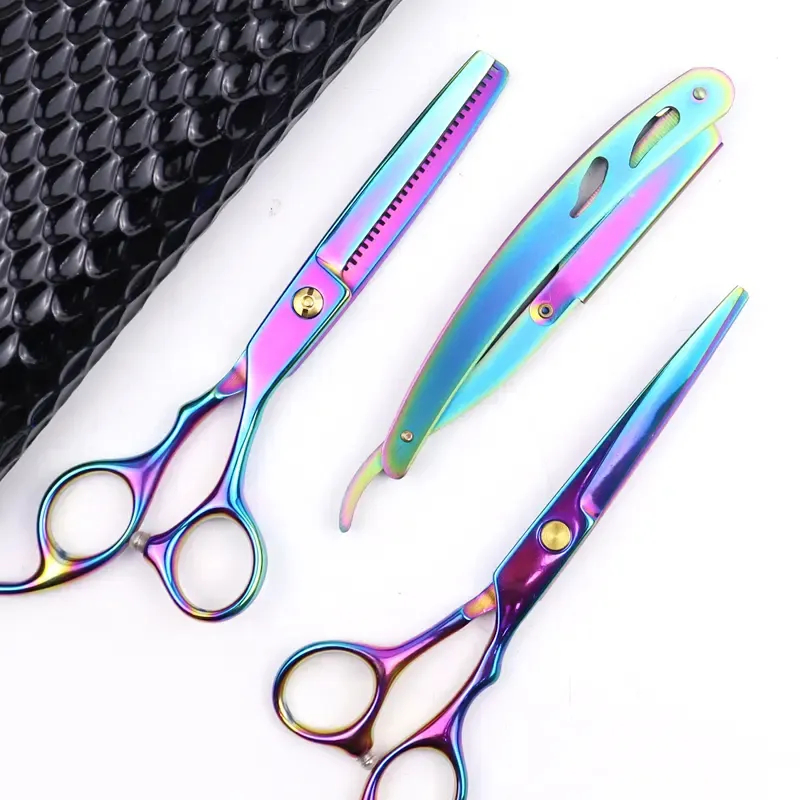 2024 6 Inch Hair Cutting Scissors Thinning Shears Kit Stainless Steel Barber Scissors Set for Hairdresser Haircut Hairdressing