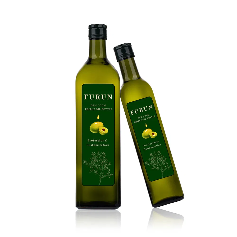 Wholesale Soy Sauce Vinegar Cooking Bottles 250ml 500ml 750ml 1000ml Green Empty Glass Olive Oil Bottles with Lids