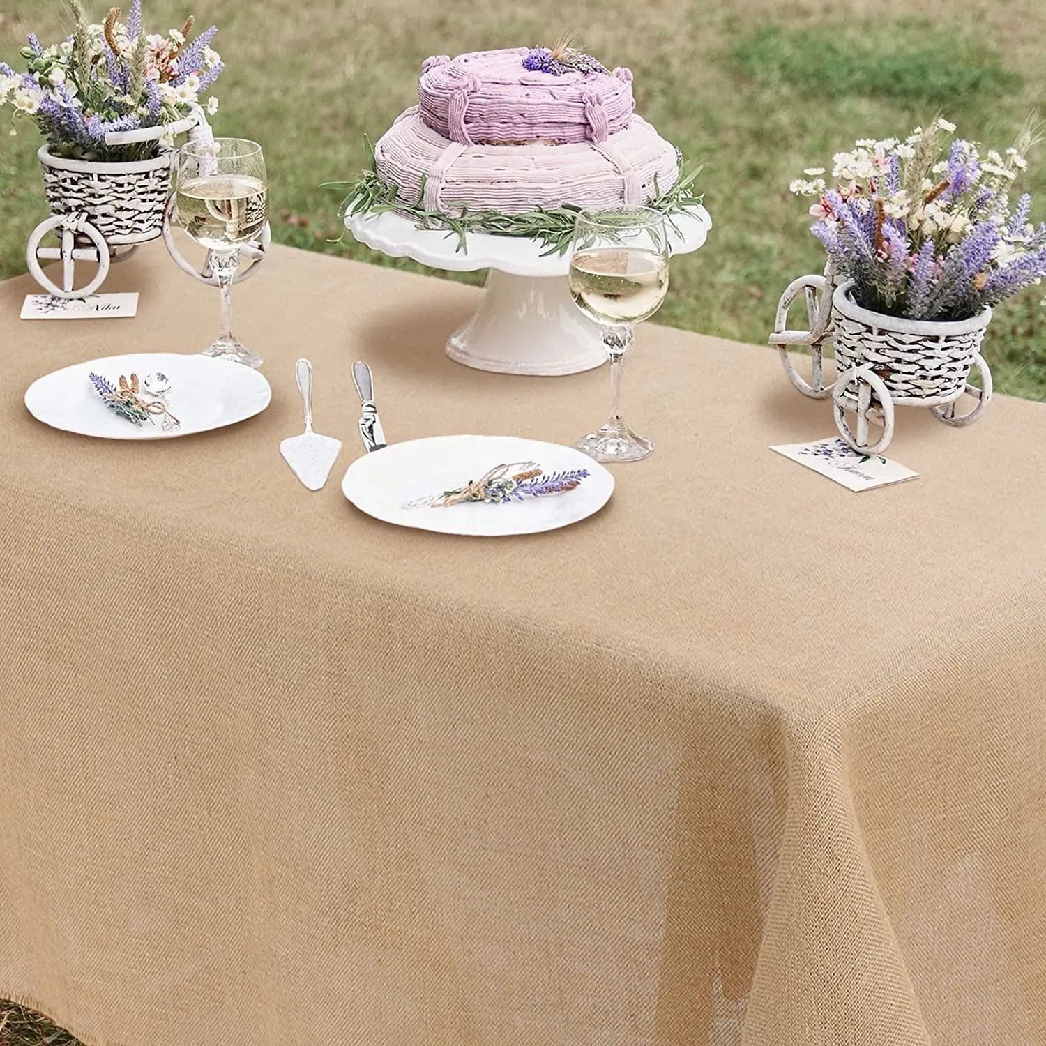 Jute Table Runner Rectanqle Natural Burlap Tablecloth 63 X108 Inches