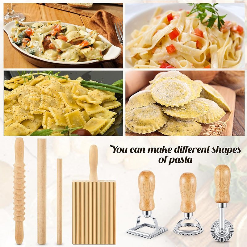 Complete Kitchen Pasta Tool Kit with Rolling Pin and Ravioli Cutter