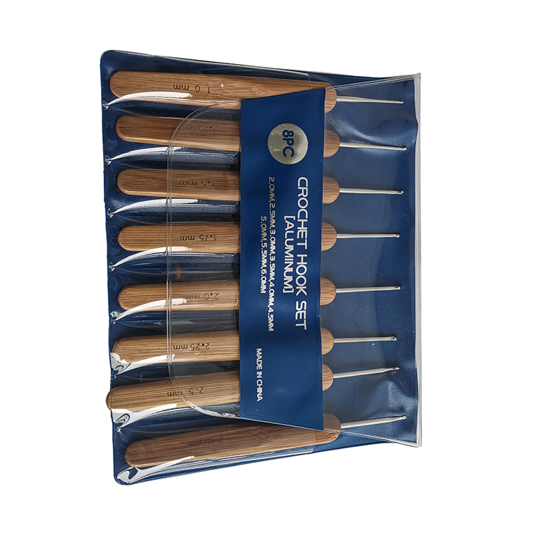 9 PCS Crochet Tool Accessories with Bamboo Crochet Hook Aluminum Metal Sweater Needle Knitting