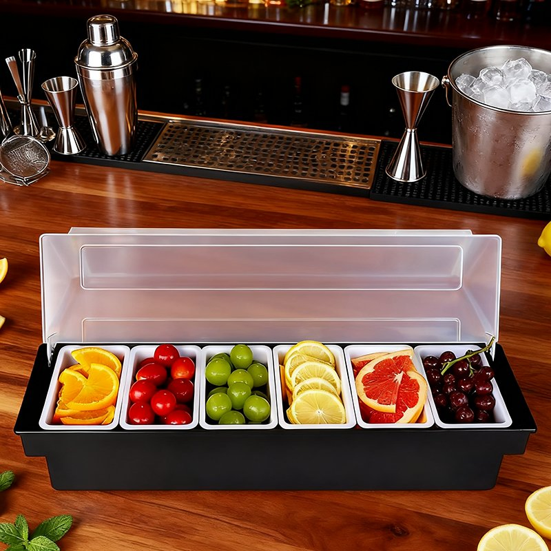 3/4/5/6 Compartment Ice Caddy Serving Container Bar Caddy