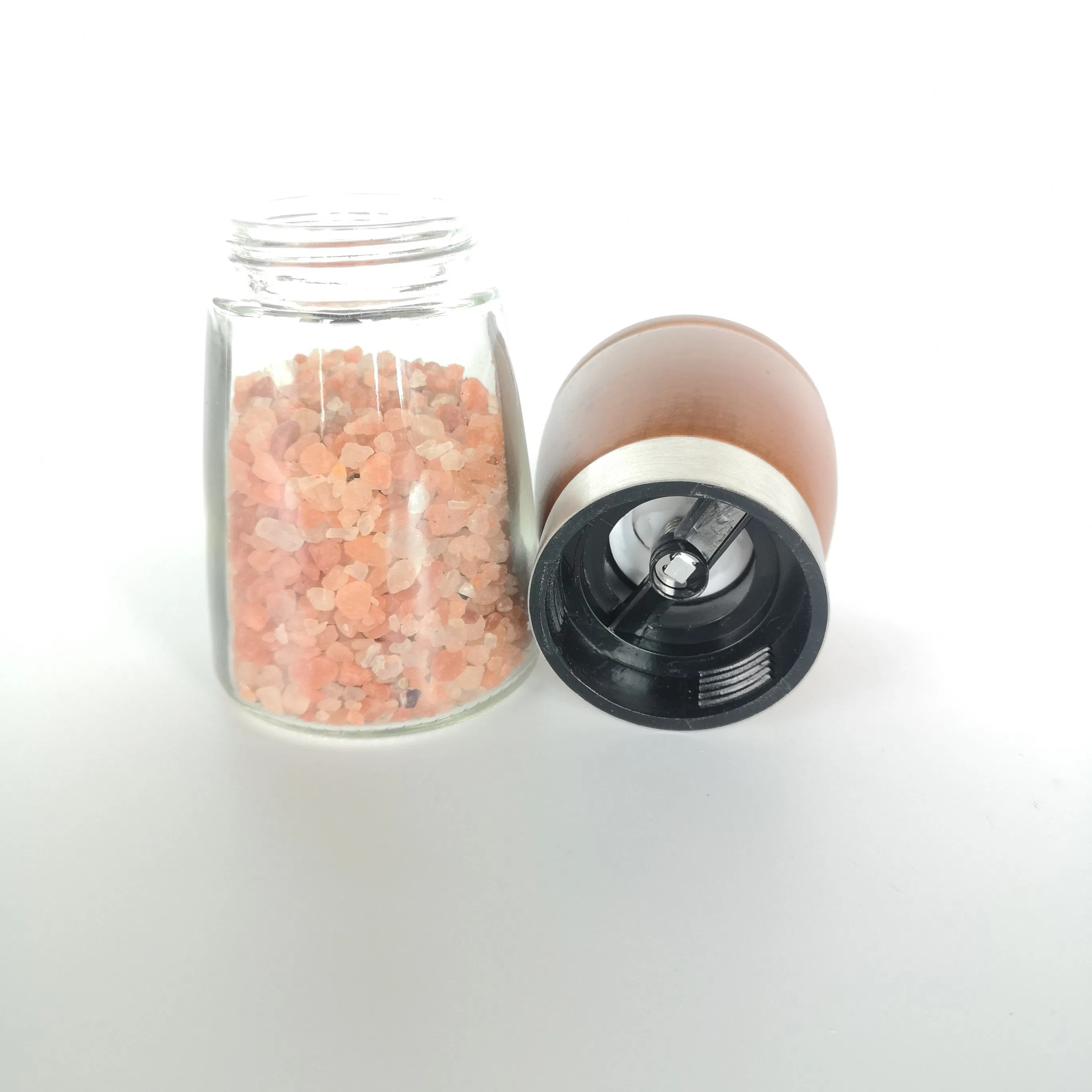 Glass Salt and Pepper Grinder Set Manual Pepper Mill with Wood Cap