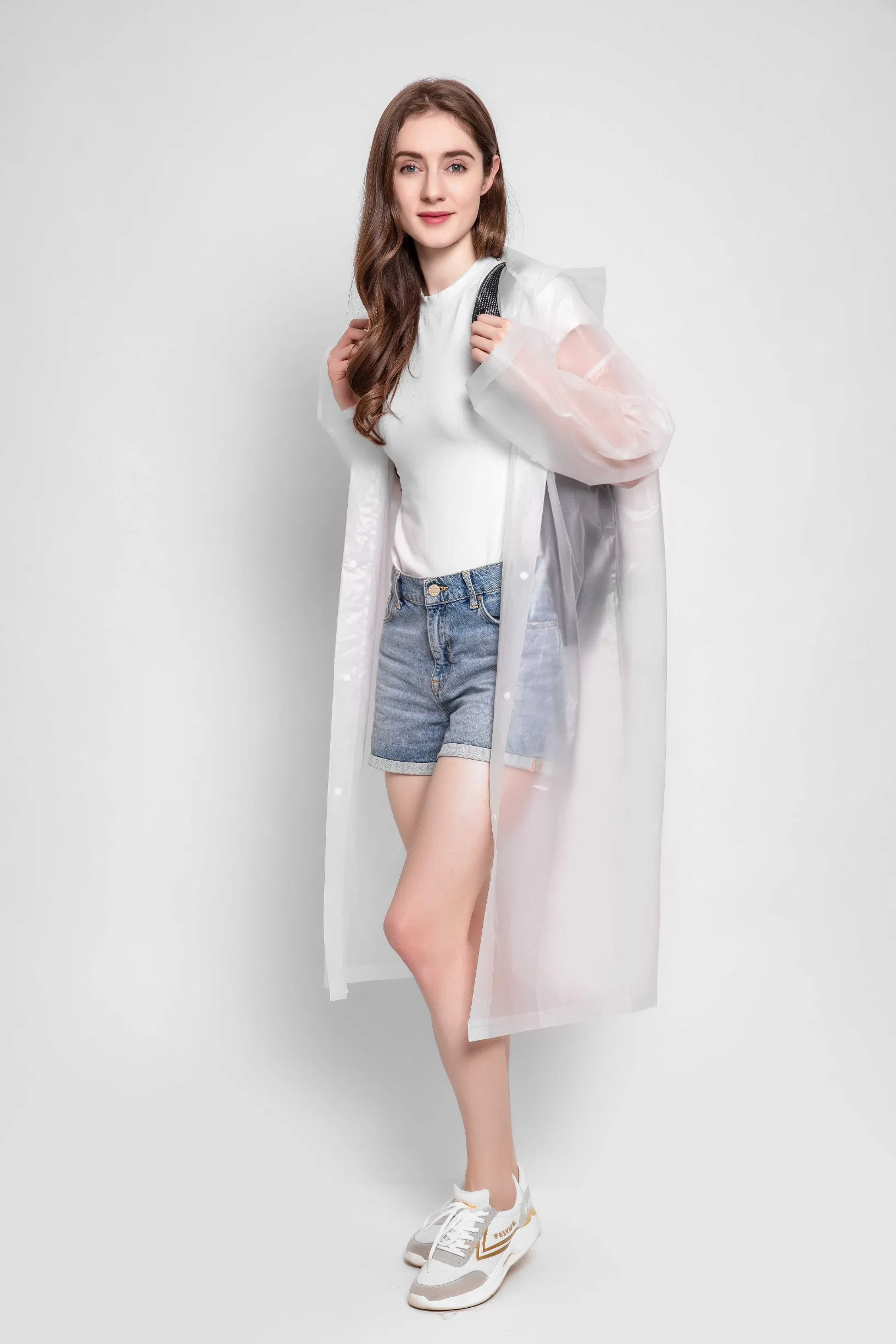 Hot Sale Reusable Hooded EVA Rain Poncho Raincoat