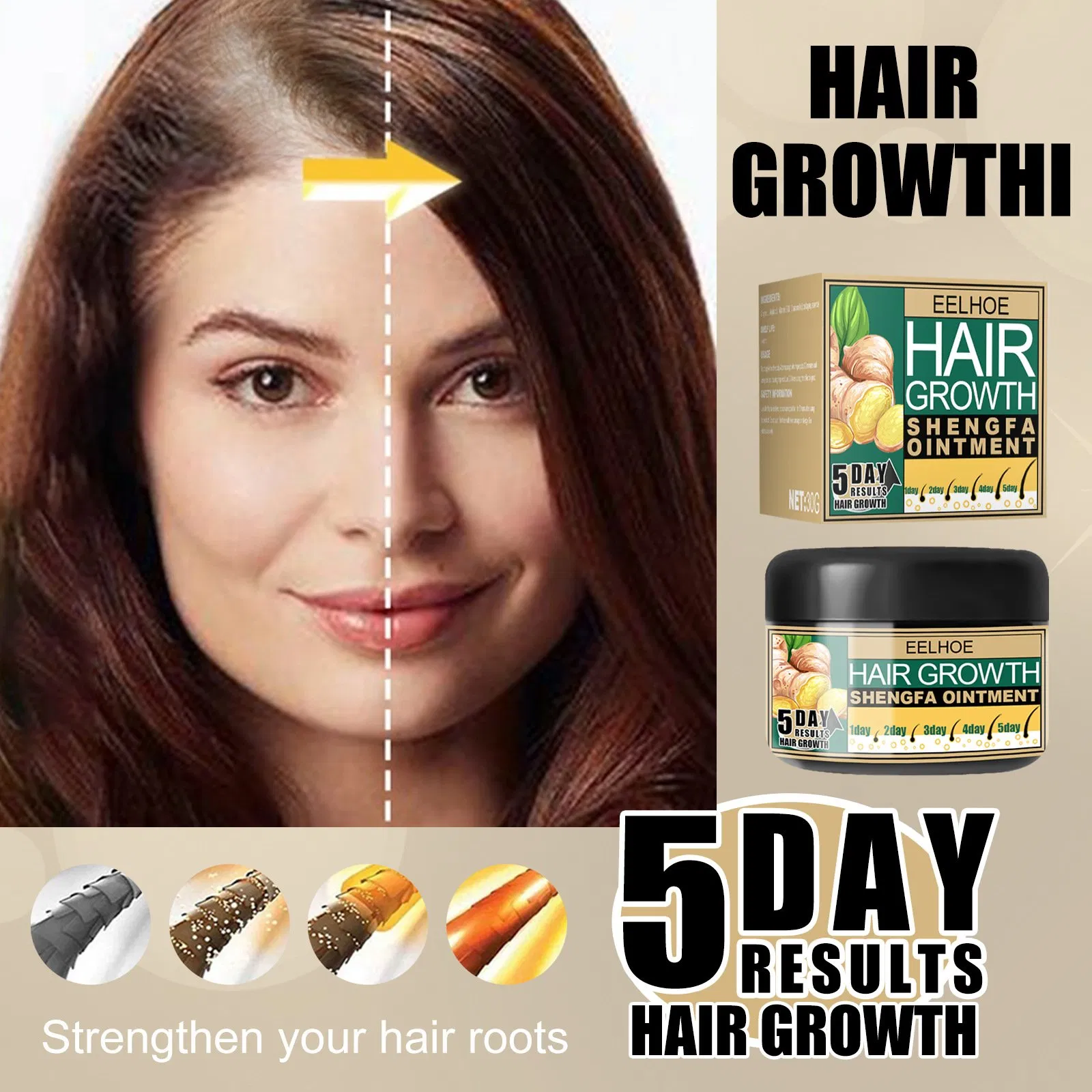 Hot Sale Natural Anti Dandruff Scalp Itch Hair Cream Ointment Vegan Moisturizing Hair Loss Care Organic Ginger Hair Growth Cream