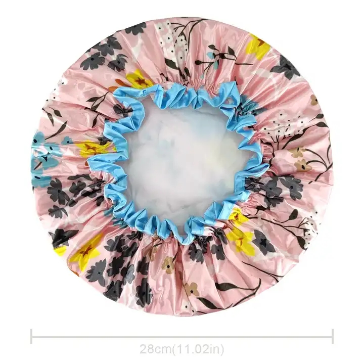 High Quality Satin Fabric Double Layer Water-Proof Reusable Shower Cap