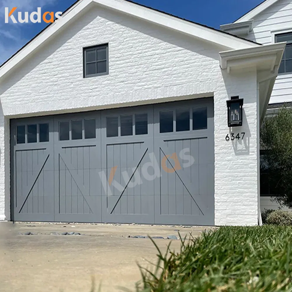 Insulated Automatic Black Aluminum Frosted Glass Sectional Residential Garage Door