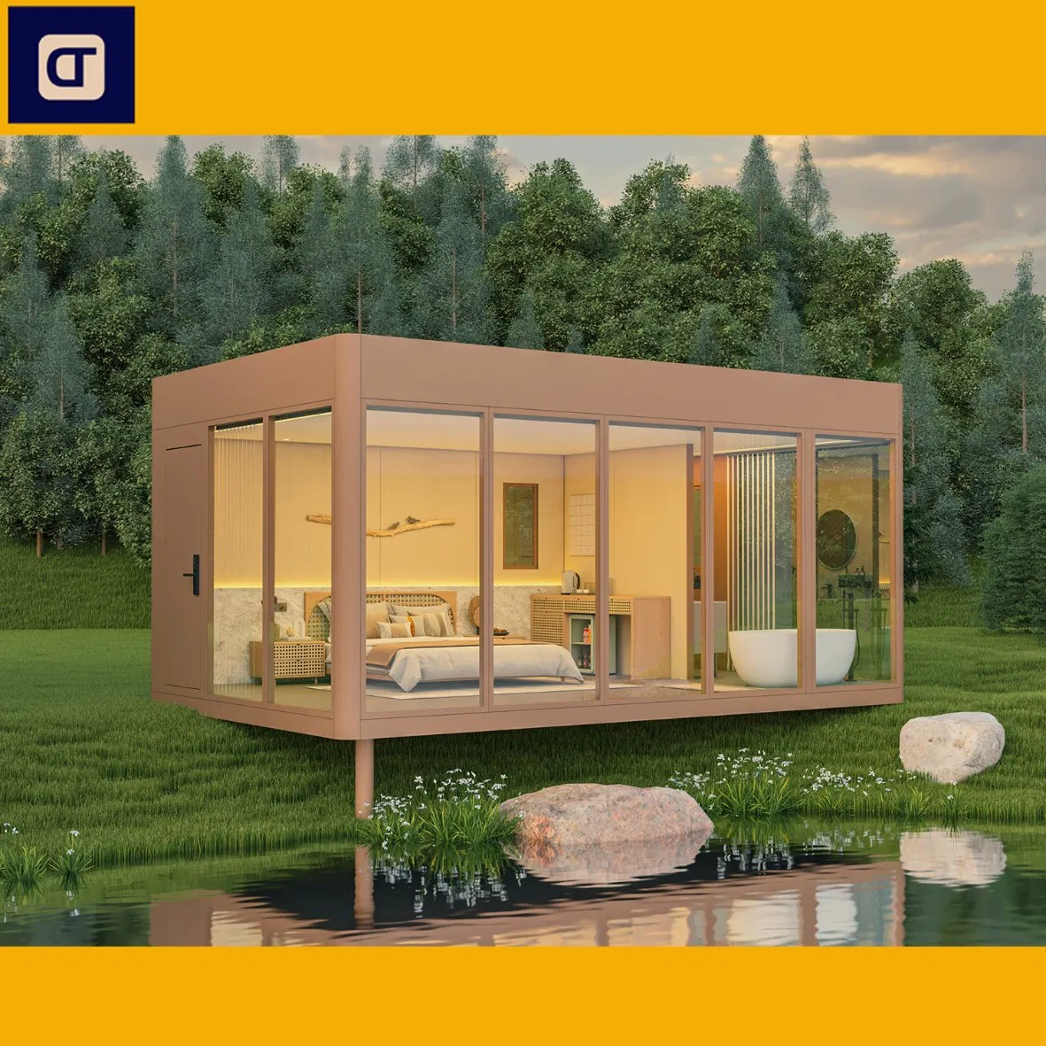 10.6m² Easy-Assemble Flat-Pack Garden Room Prefab Glamping House