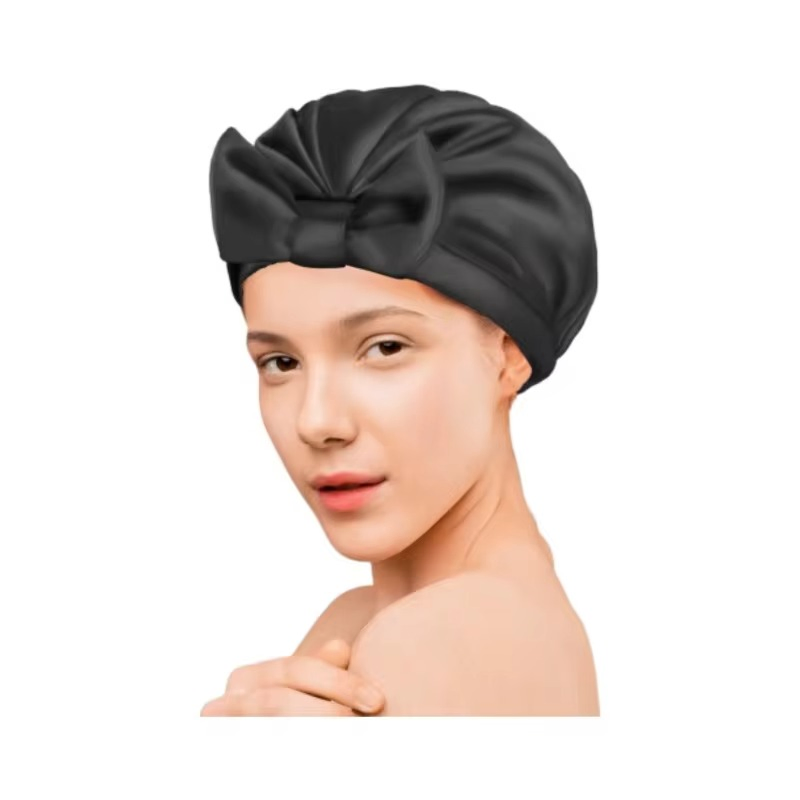 Promotional Great Quality Waterproof Double Layer Large Bowknot Shower Caps