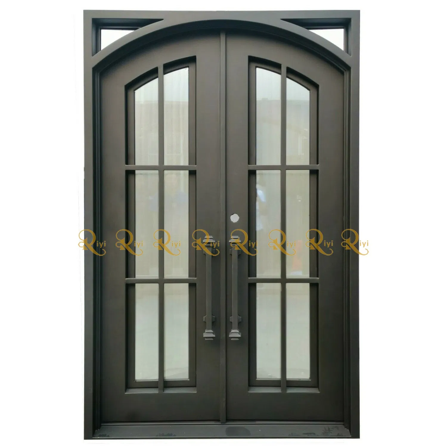 Modern Glass Iron Door Simple Grille Door