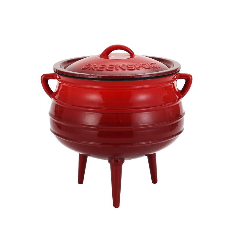 Чугунный эмалированный котелок Потье с тремя ножками