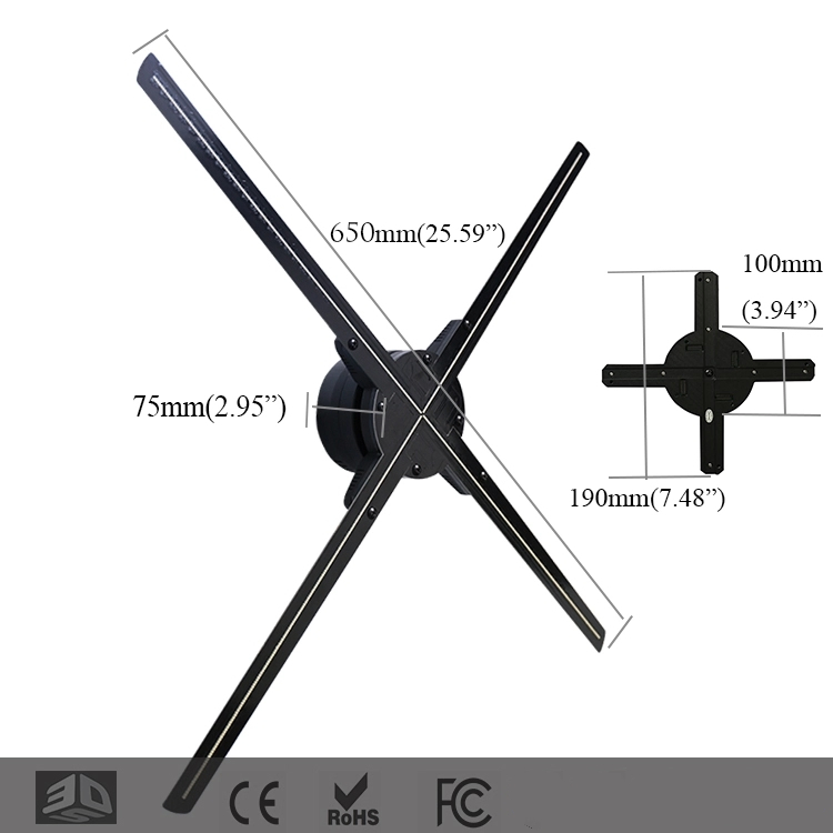 3D голографический вентилятор-дисплей с 4 лопастями