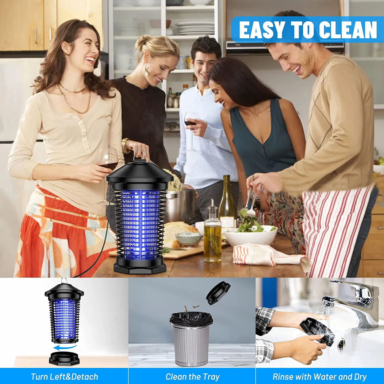 Bug Zapper Outdoor Mosquito Zapper with Dusk-to-Dawn Light Sensor Waterproof Fly Zapper Electric Mosquito Killer for Garden