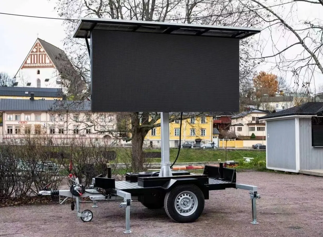 Outdoor Energy Saving LED Display Screen Portable Solar Panel Movable Outdoor Advertising Mobile Trailer LED Display