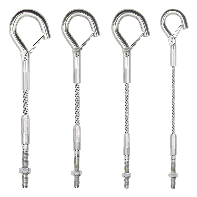 Профессиональный трос из нержавеющей стали с карабином и зажимом