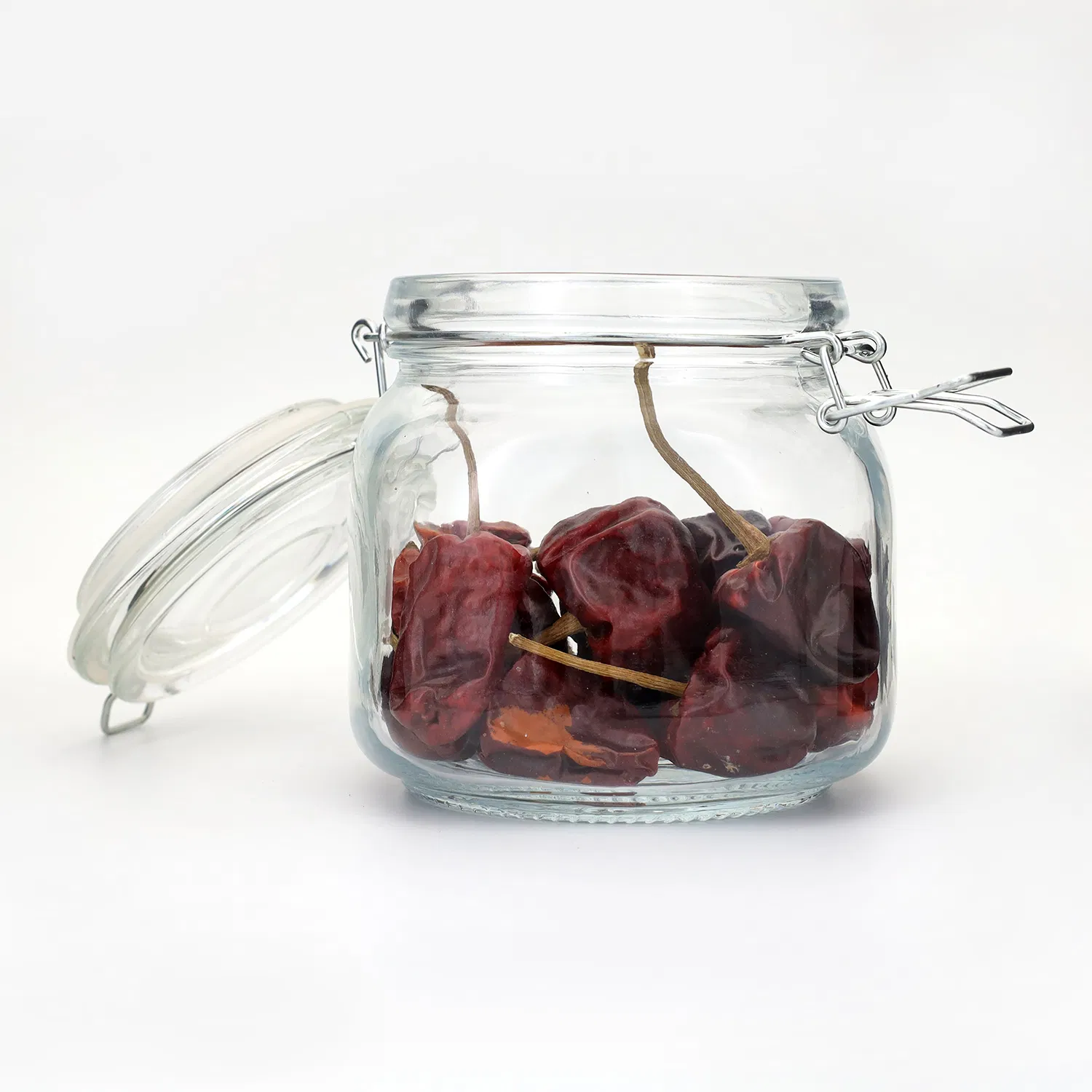 Flower Tea, Pickles, Coarse Food Grain Storage Glass Jar with Clip Cap