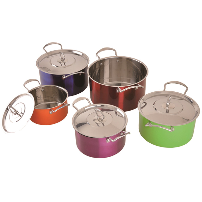 Набор кастрюль из нержавеющей стали с цветным покрытием