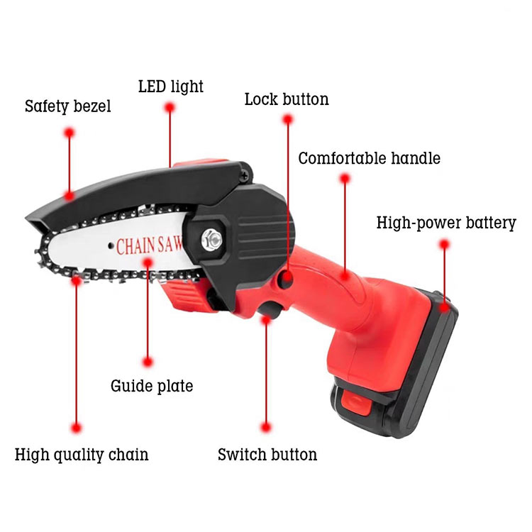 4 Inch Mini Chain Saw Lightweight Cordless Mini Chain Saw Rechargeble Electric Chainsaw