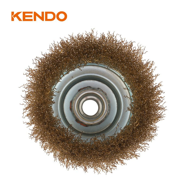 Crimped and Copperized Wire Cup Brush Suitable for General Deburring, Removing of Paint, Scale, Corrosion of All Kinds and Cleaning of Weld Seams and Spot-Weld