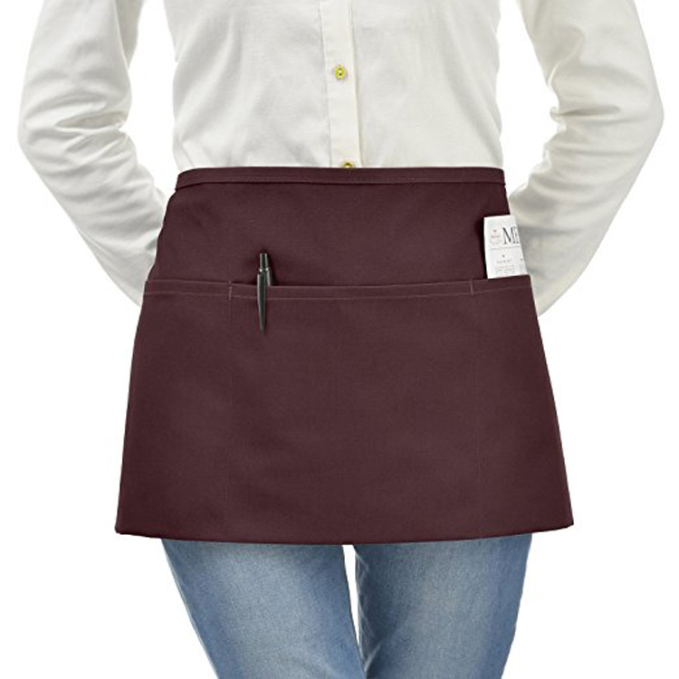 Stylist Waiter Chef Waist Cotton Apron with Pockets Short Half Contractor Waist Apron