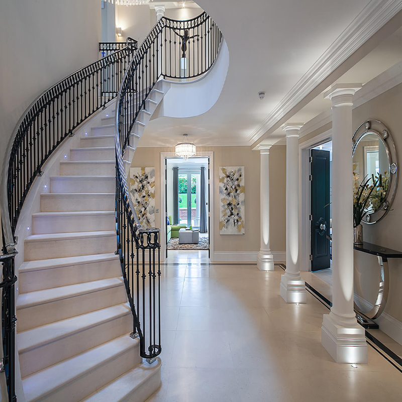 Modern Design Indoor Round Stairs Curved Staircase with Metal Stair Stringers