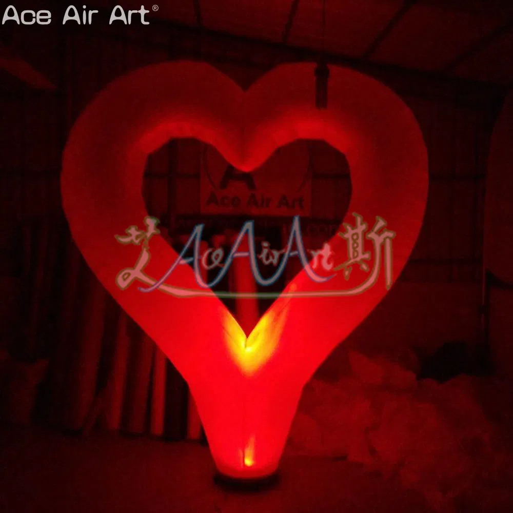 Inflatable LED Heart Ground Portable Hearts with Light for Night Parties or Valentine's Day Decorations/Weddings Exhibition