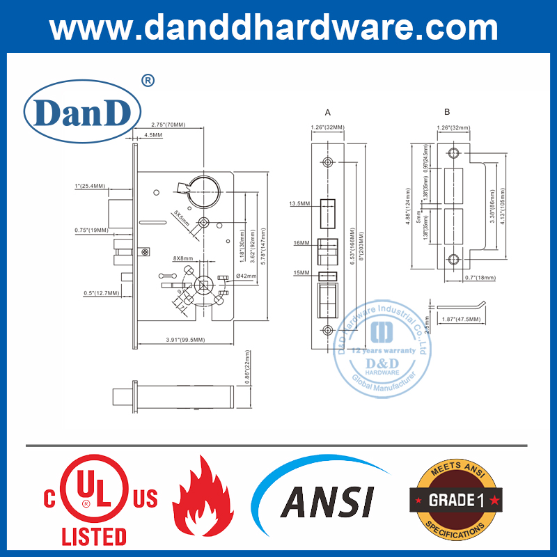 ANSI 304 Hardware Accessory Best Residential Closet Door Locks for Storeroom Door