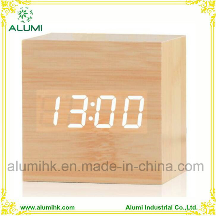 LED Wood Clock Vintage Table Wooden Alarm Clock MDF Clock