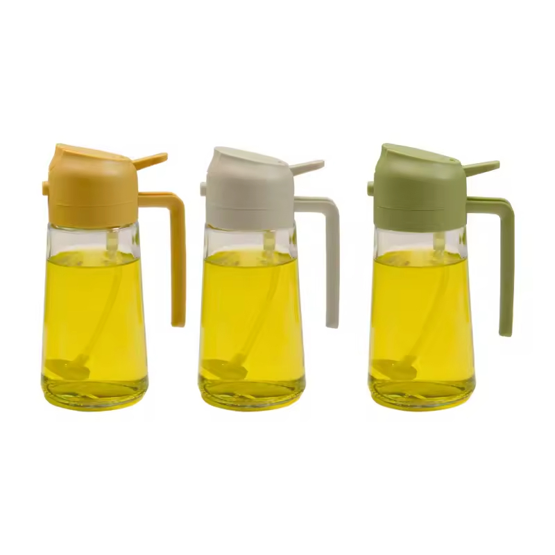 16oz/470ml Glass Olive Oil Sprayer 2-in-1 Dispenser for Air Fryer Salad BBQ Kitchen Gadgets for Cooking Glass Olive Oil Spray Bottle