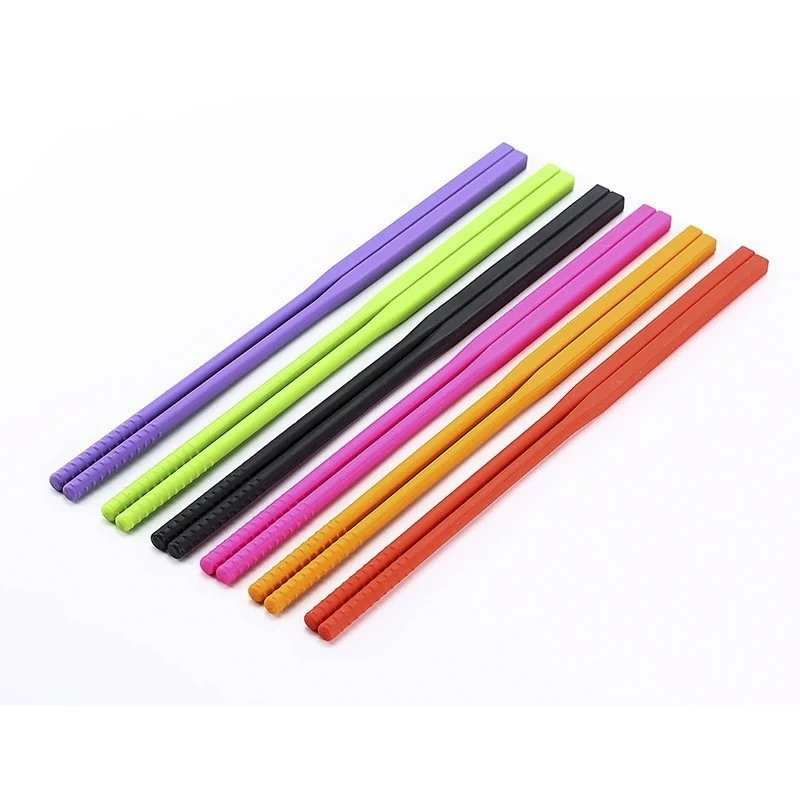 Wholesale Customized Tableware Reusable FDA Colorful Silicone Chopsticks for Adult