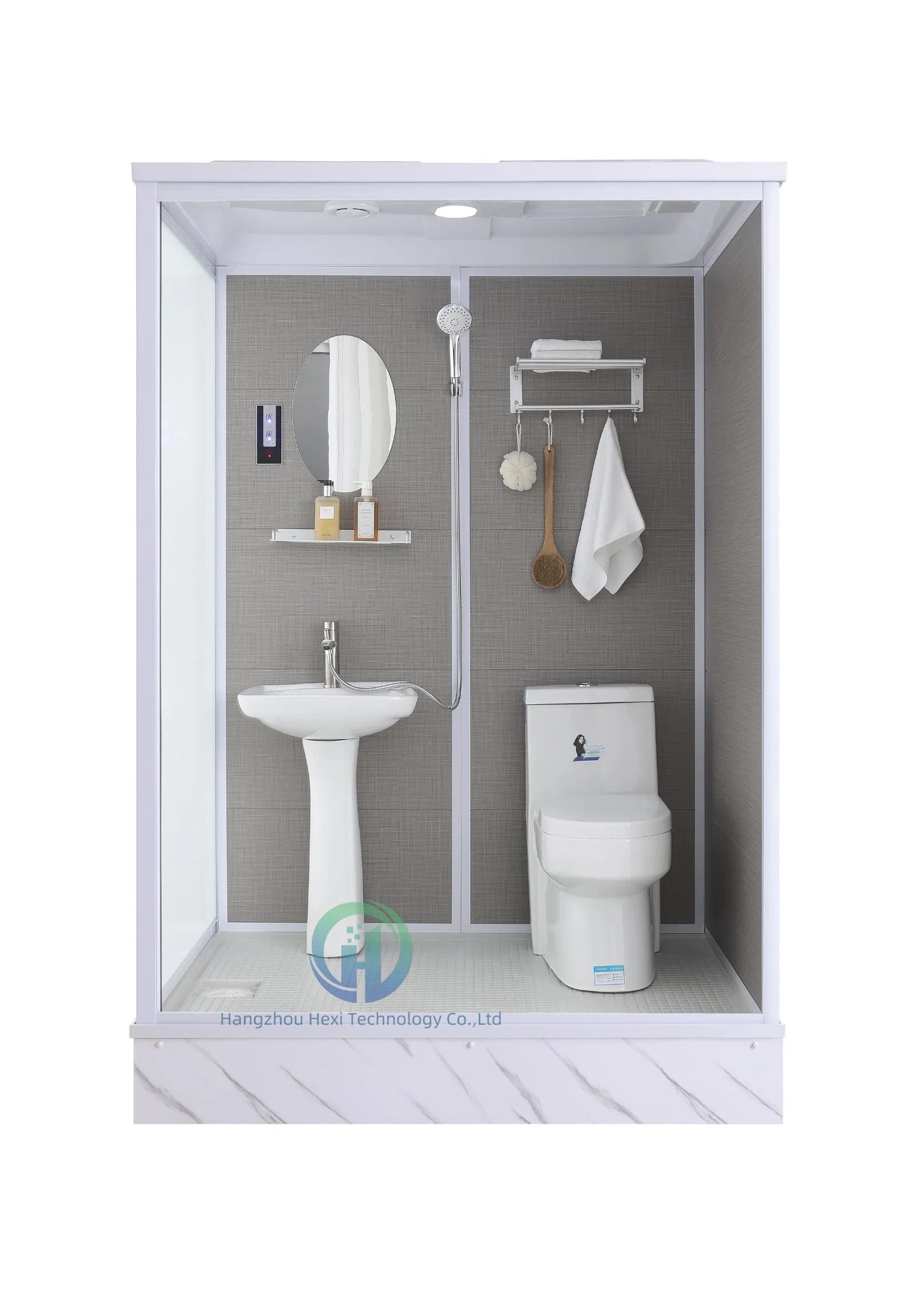 Stylish High Quality White Prefab Bathroom with Toilet for Shower