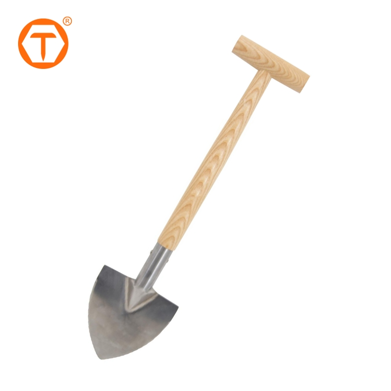 55cm Small Manual Lawn Edger Tool Stainless Steel Garden Edger Lawn Shovel with Wooden T Handle for Landscaping