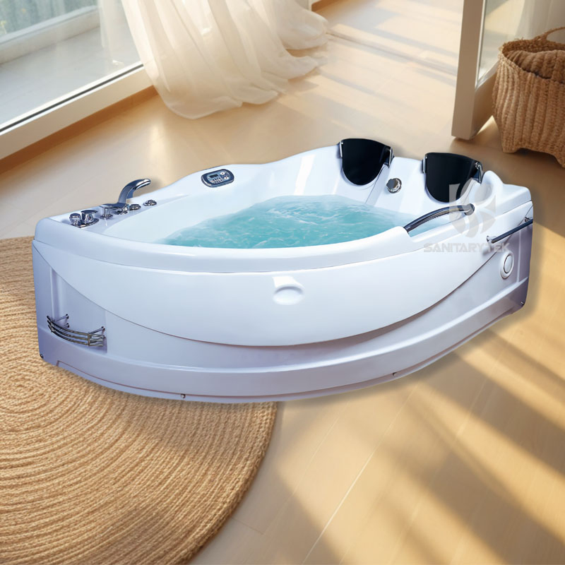 Whirlpool Massage Hydrotherapy Corner Bathtub for Two Person