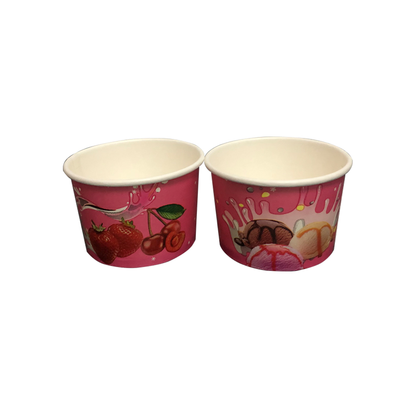 Customer Printed Disposable Paper Ice Cream Cup with Lid Frozen Yogurt Cup