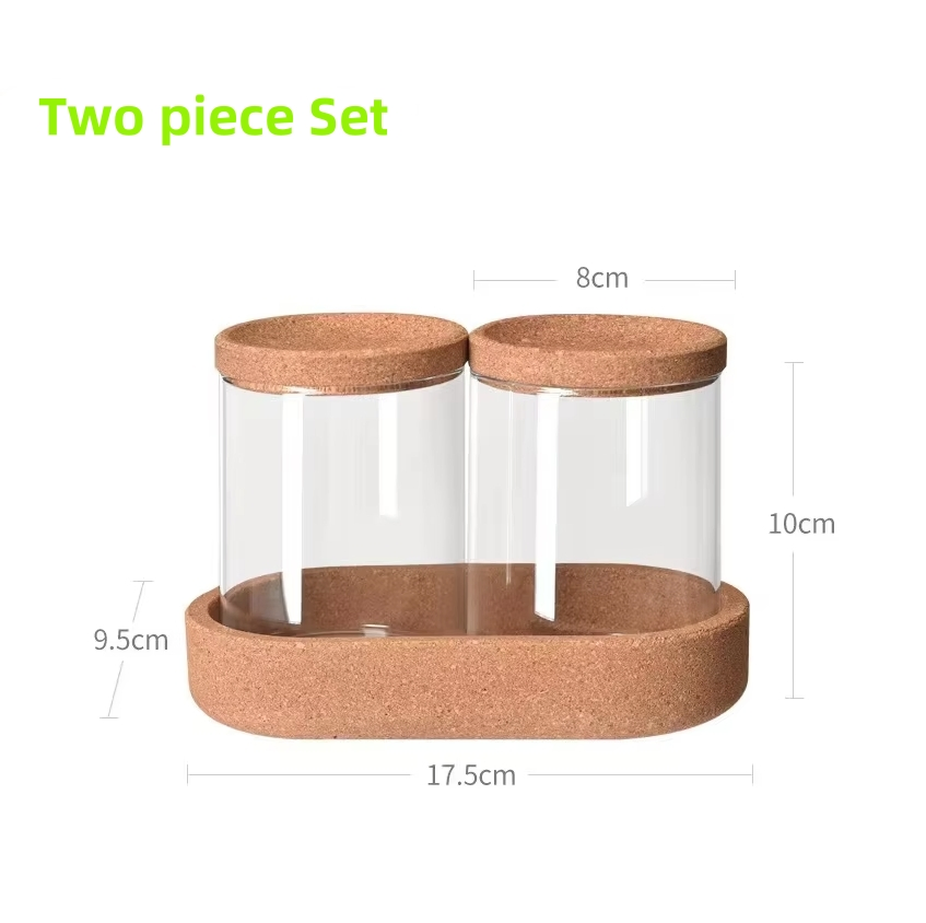 Kitchenware Set Storage Jars Style Glass Salt Sugar Spice Glass Jar Cork Lid