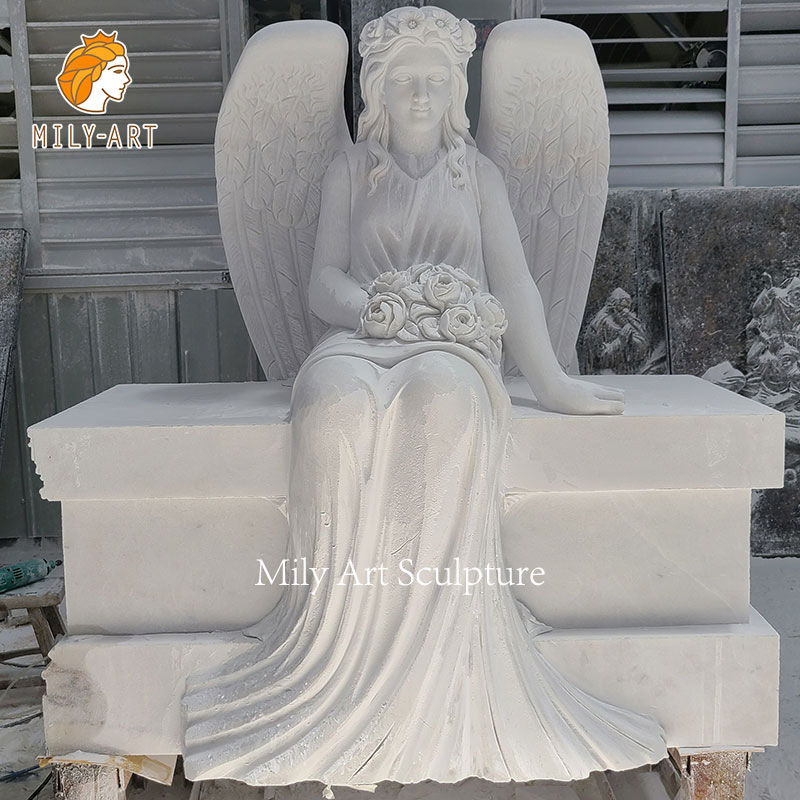 Exquisite Angel Tombstone Marble Statue Tombstone Monuments