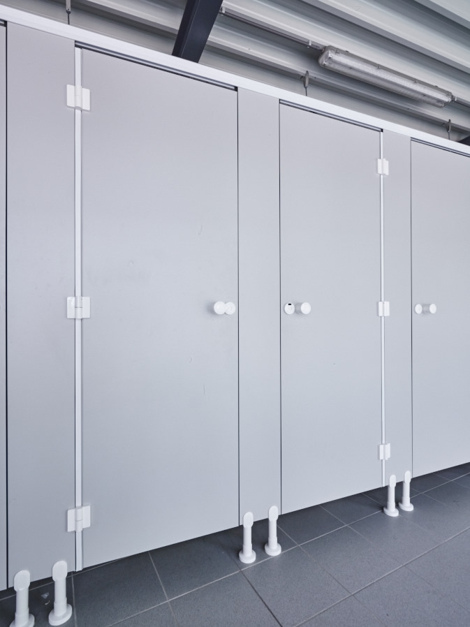 Debo New White Color Nylon Toilet Partition Hareware Compact Laminate Cubicles