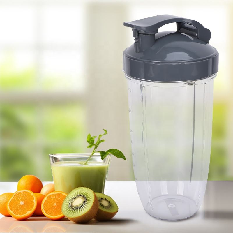 32oz Tall Cups with Flip Top to Go Lip and Lid Ring for Nutri Blender