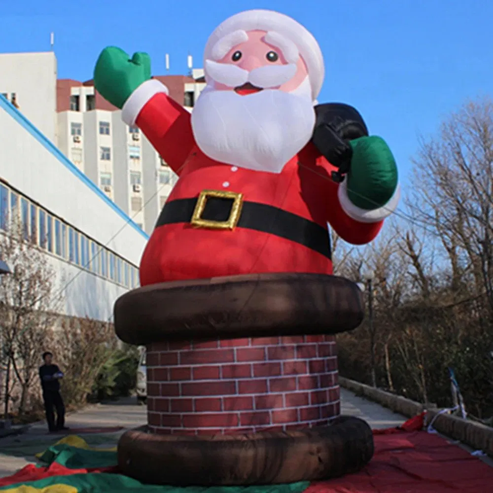 Giant Christmas Inflatable Santa Claus with Blower LED Lighted Christmas Decorations Outdoor Yard Lawn Christmas Party
