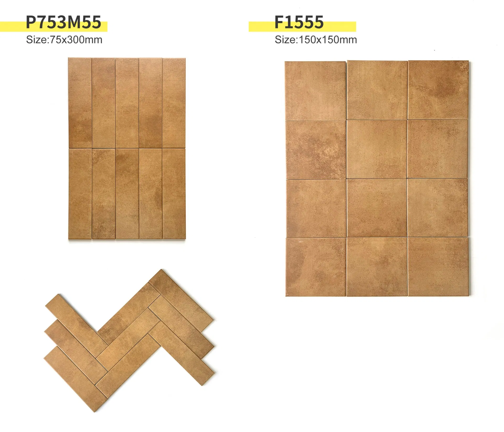 75*300 mm & 150*150 mm Handmade Small Size Ceramic Porcelain Wall Tiles for Decoration