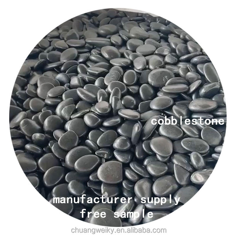 Small Shiny Black Color Cobble Polish Garden Landscape River Black Pebble Stone