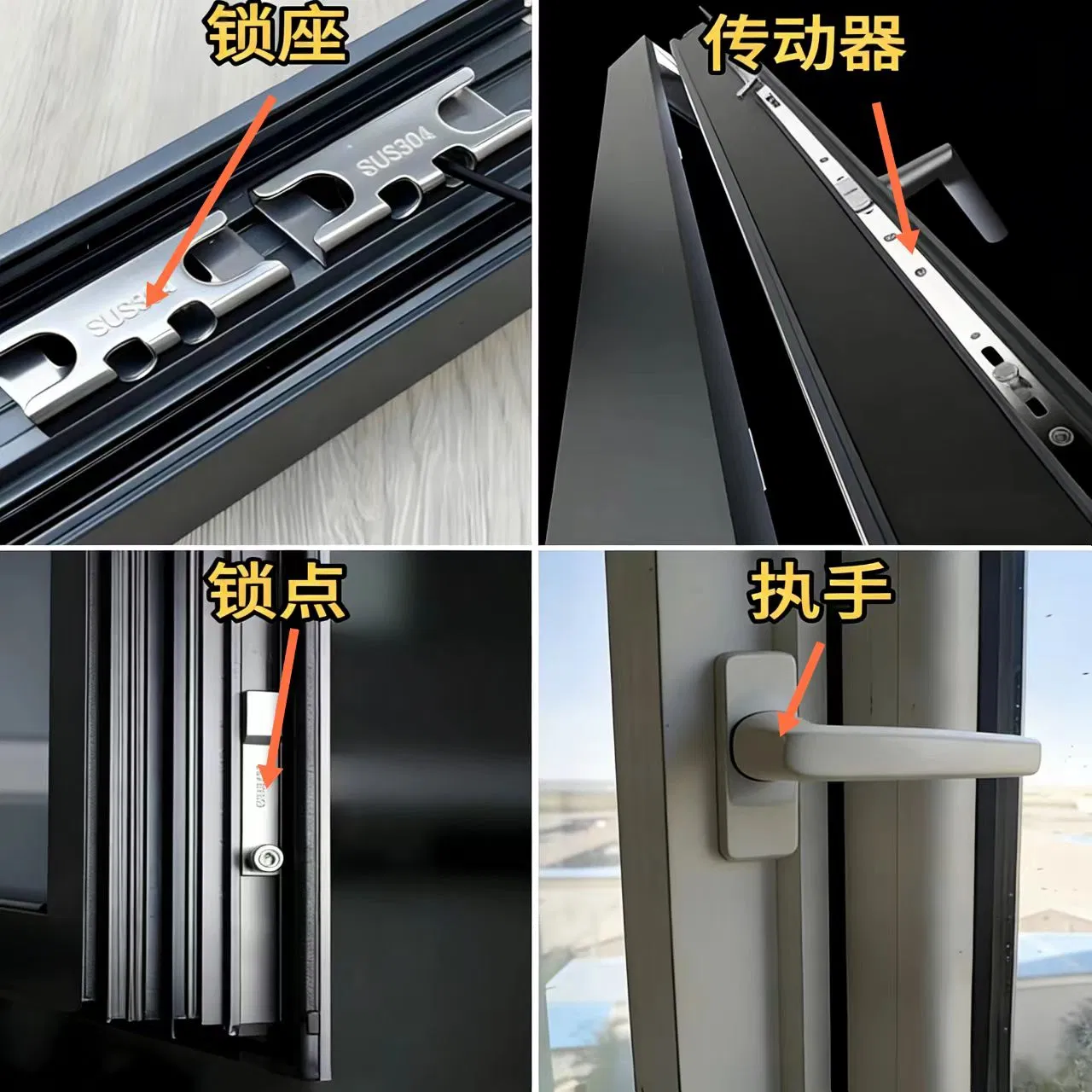 Anti-Fall, Outward-Opening and Inward-Tilting Aluminum Heat-Insulating Frence Awning Window
