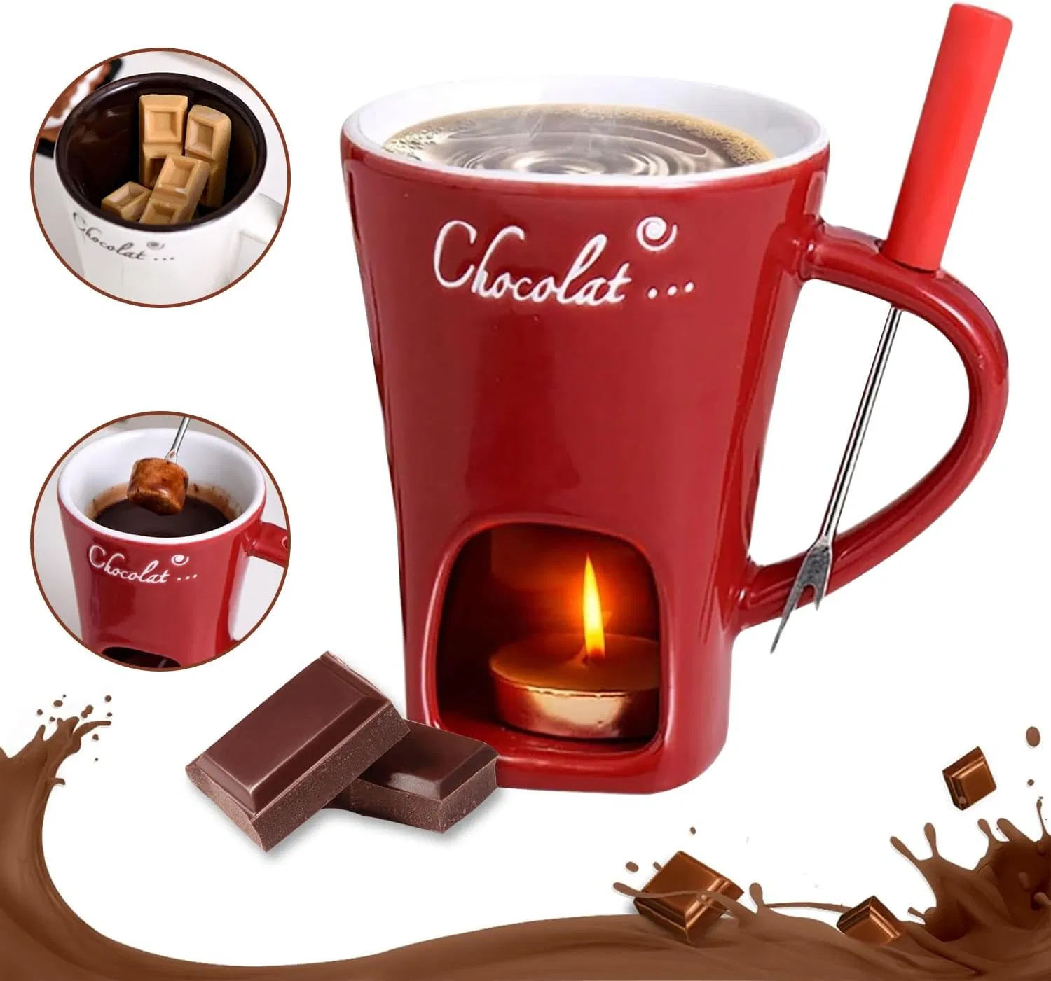 Manufacturer Wholesale Chocolate Fondue Mug Ceramic Melting Mug Fondue Coffee Cup Melting Fondue Mug for Chocolate Cheese Butter 130 Ml